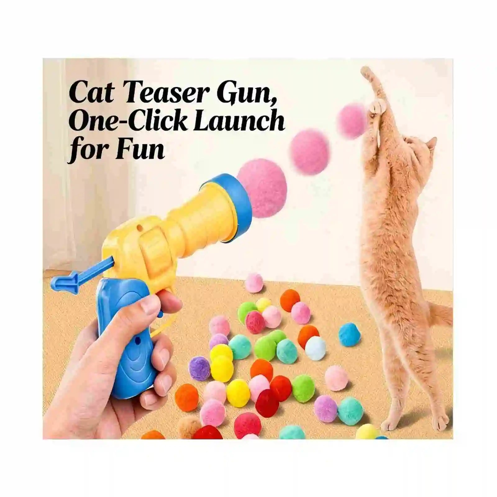 Soft Plush Cat Toy Balls with Launcher