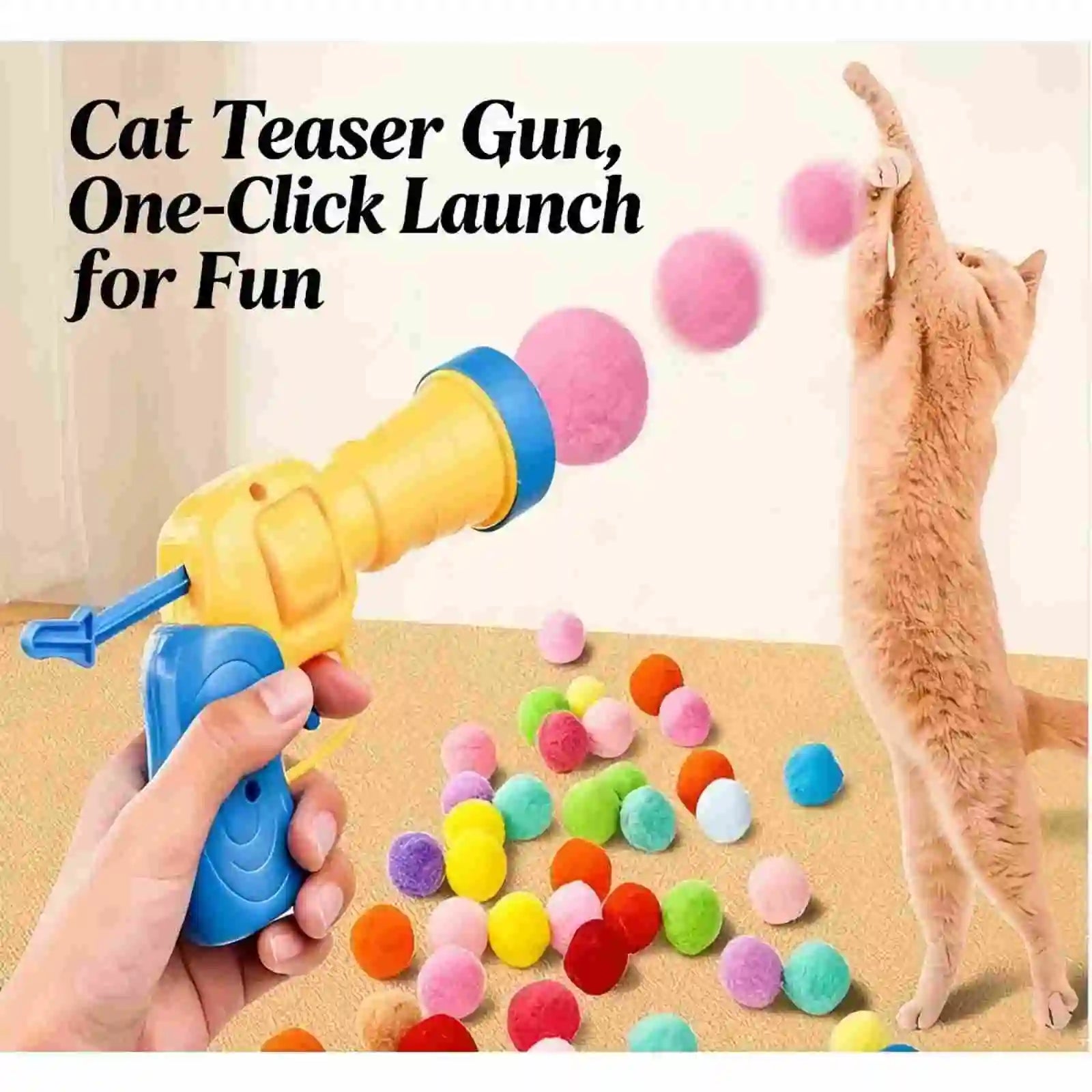 Soft Plush Cat Toy Balls with Launcher