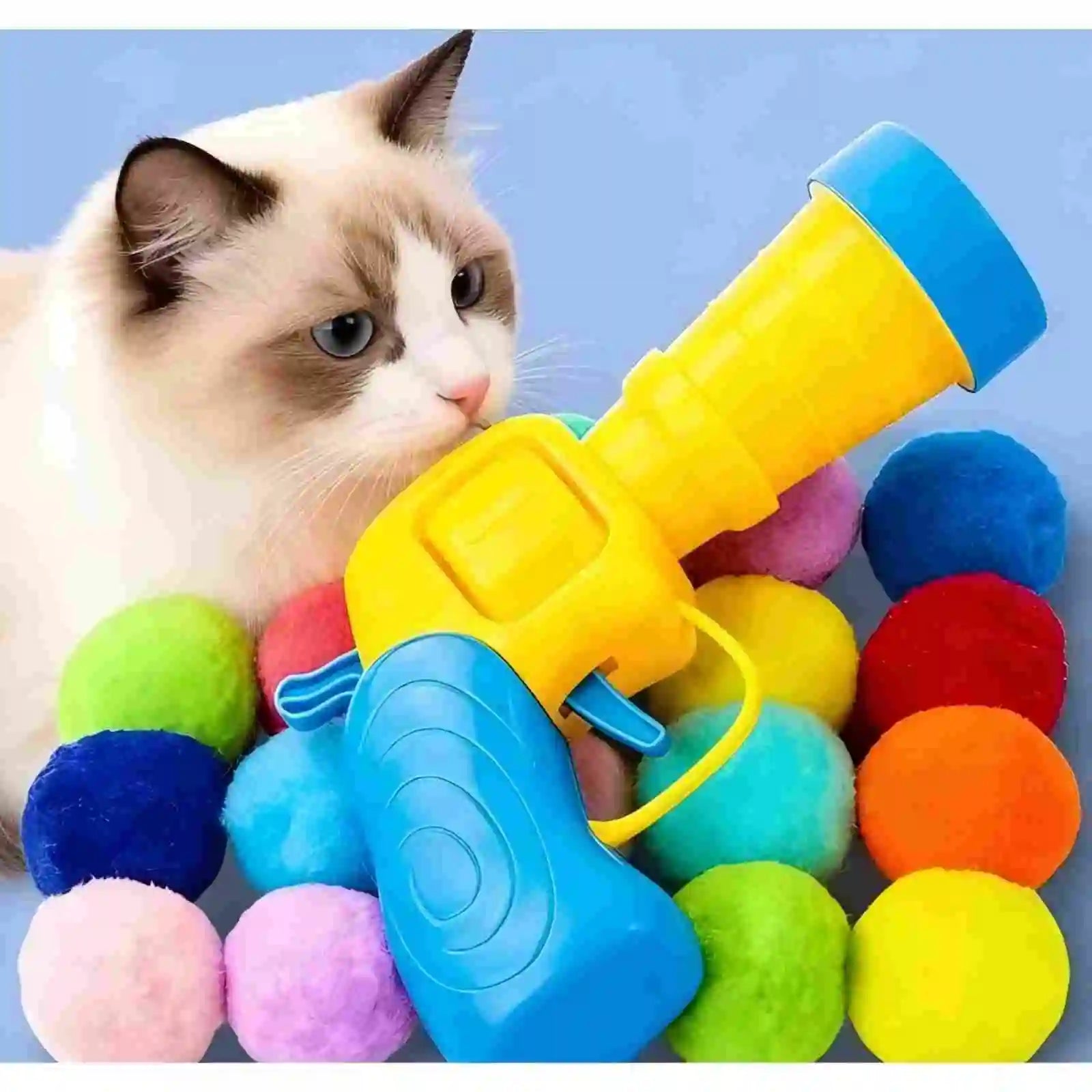 Soft Plush Cat Toy Balls with Launcher