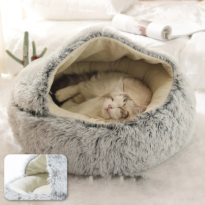 Plush Warm Soft Bed for Cats Small Dogs Round