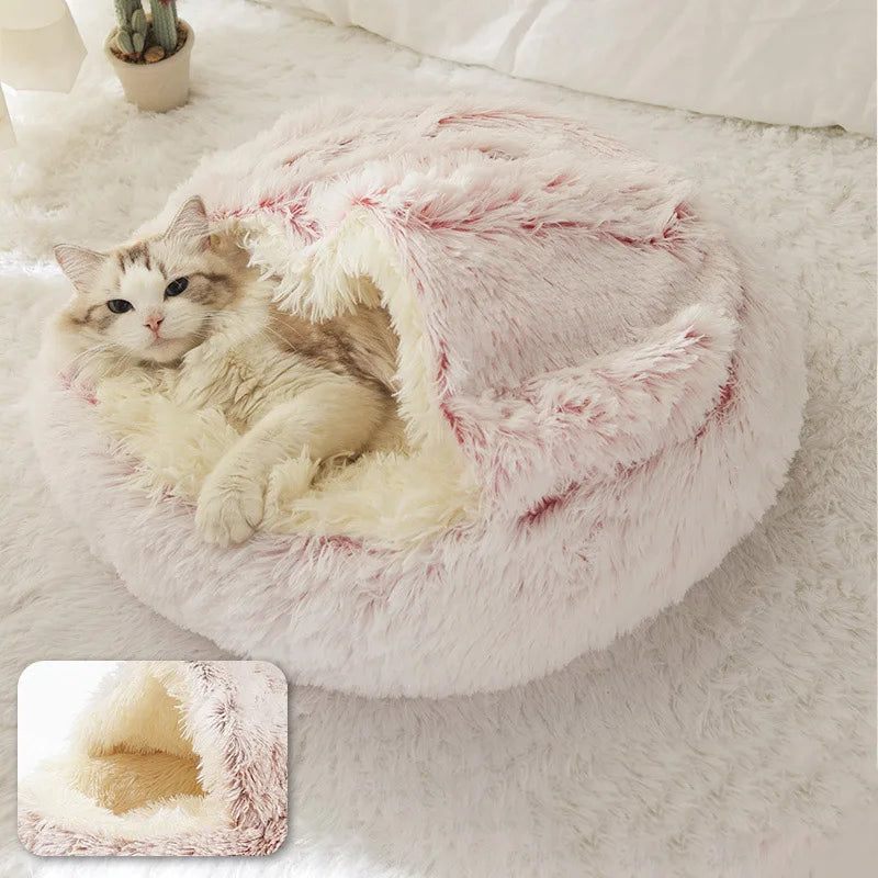 Plush Warm Soft Bed for Cats Small Dogs Round