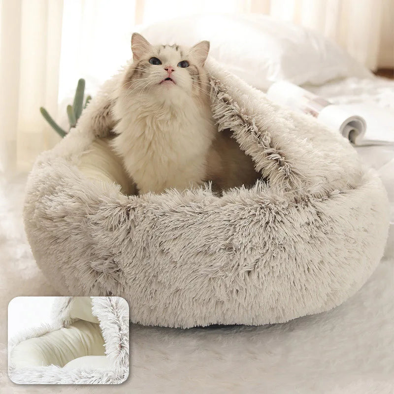 Plush Warm Soft Bed for Cats Small Dogs Round