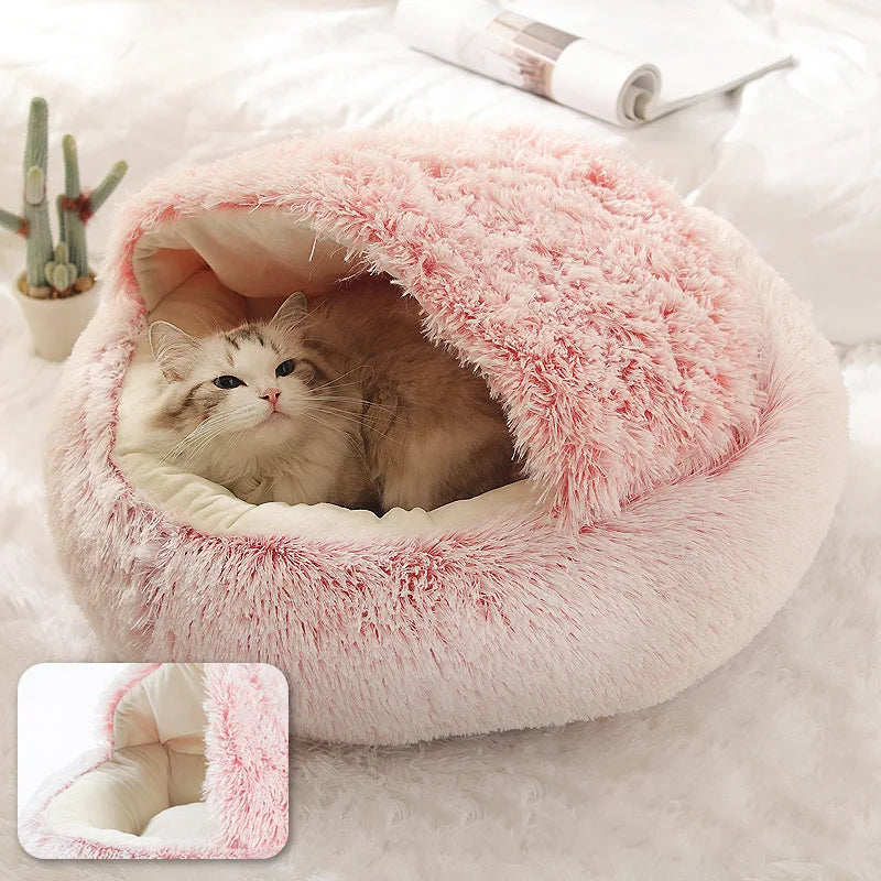 Plush Warm Soft Bed for Cats Small Dogs Round