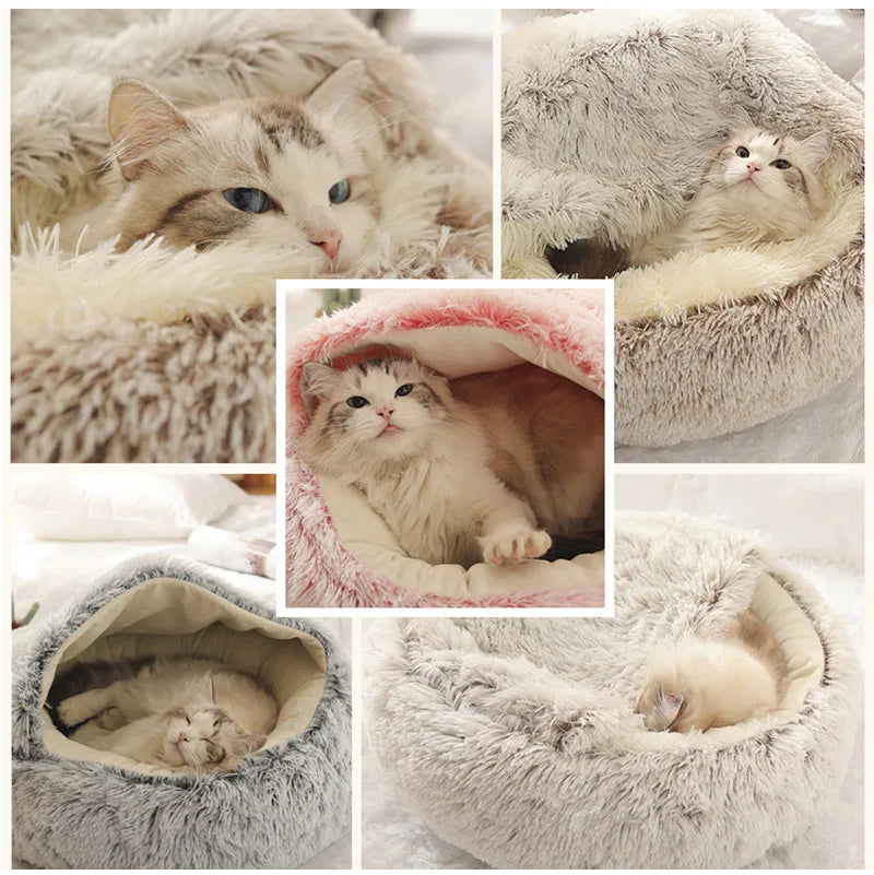 Plush Warm Soft Bed for Cats Small Dogs Round