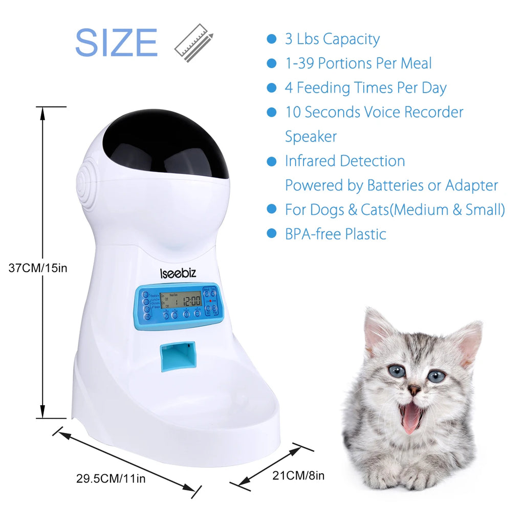 3L Automatic Schedule Pet Dog Cat Feeder With Voice Record