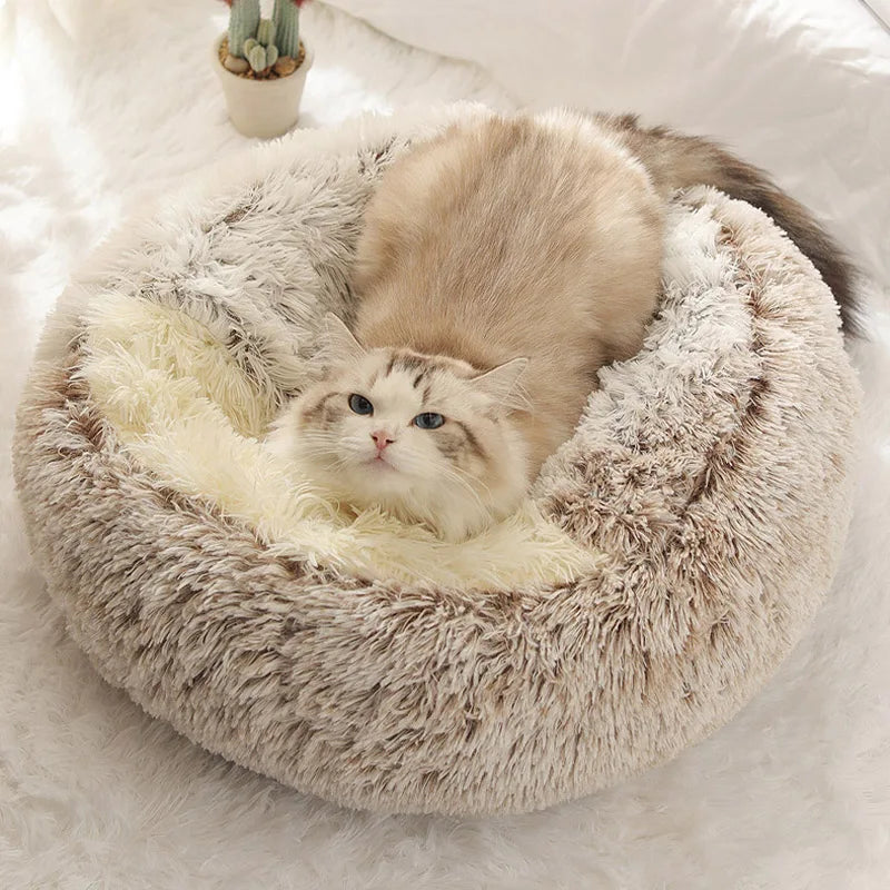 Plush Warm Soft Bed for Cats Small Dogs Round