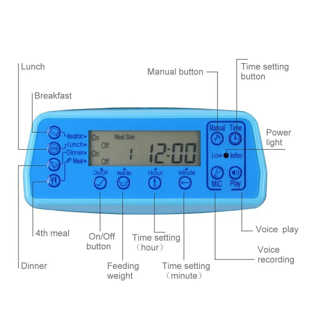 3L Automatic Schedule Pet Dog Cat Feeder With Voice Record