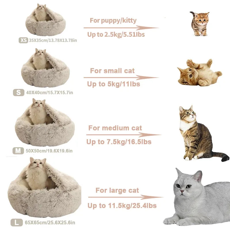 Plush Warm Soft Bed for Cats Small Dogs Round