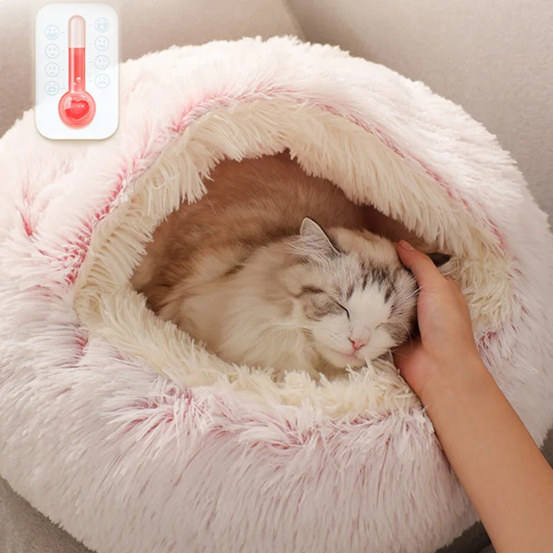 Plush Warm Soft Bed for Cats Small Dogs Round