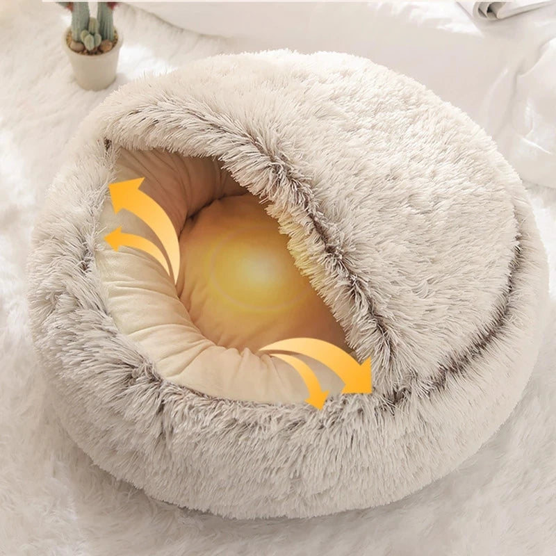 Plush Warm Soft Bed for Cats Small Dogs Round