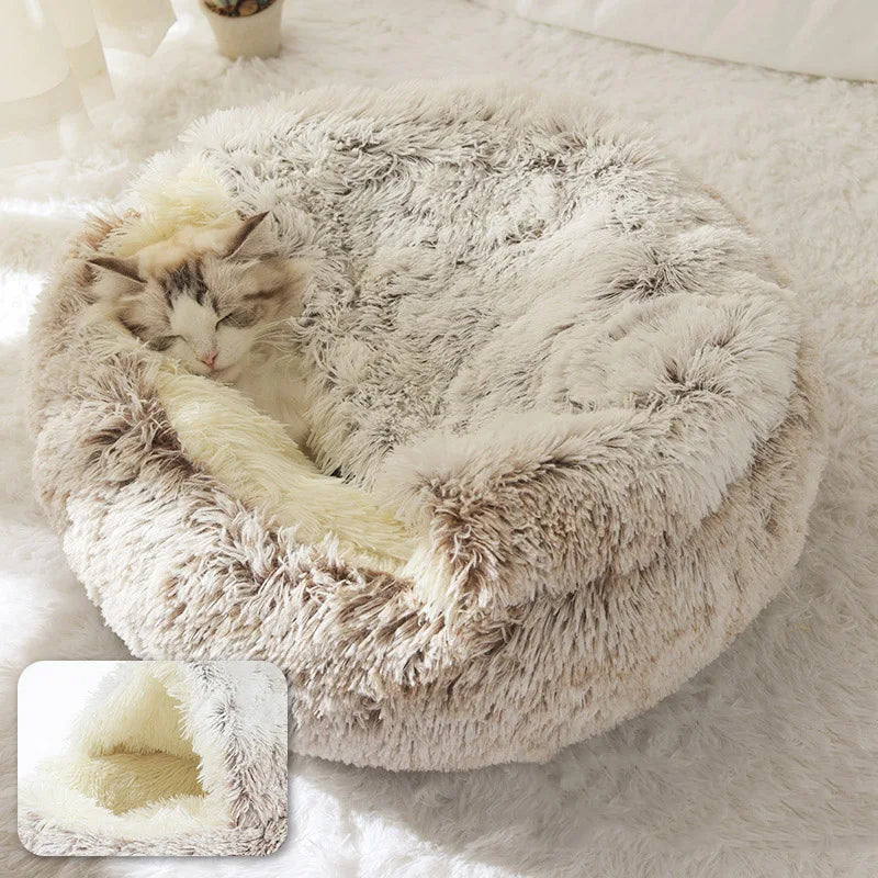 Plush Warm Soft Bed for Cats Small Dogs Round