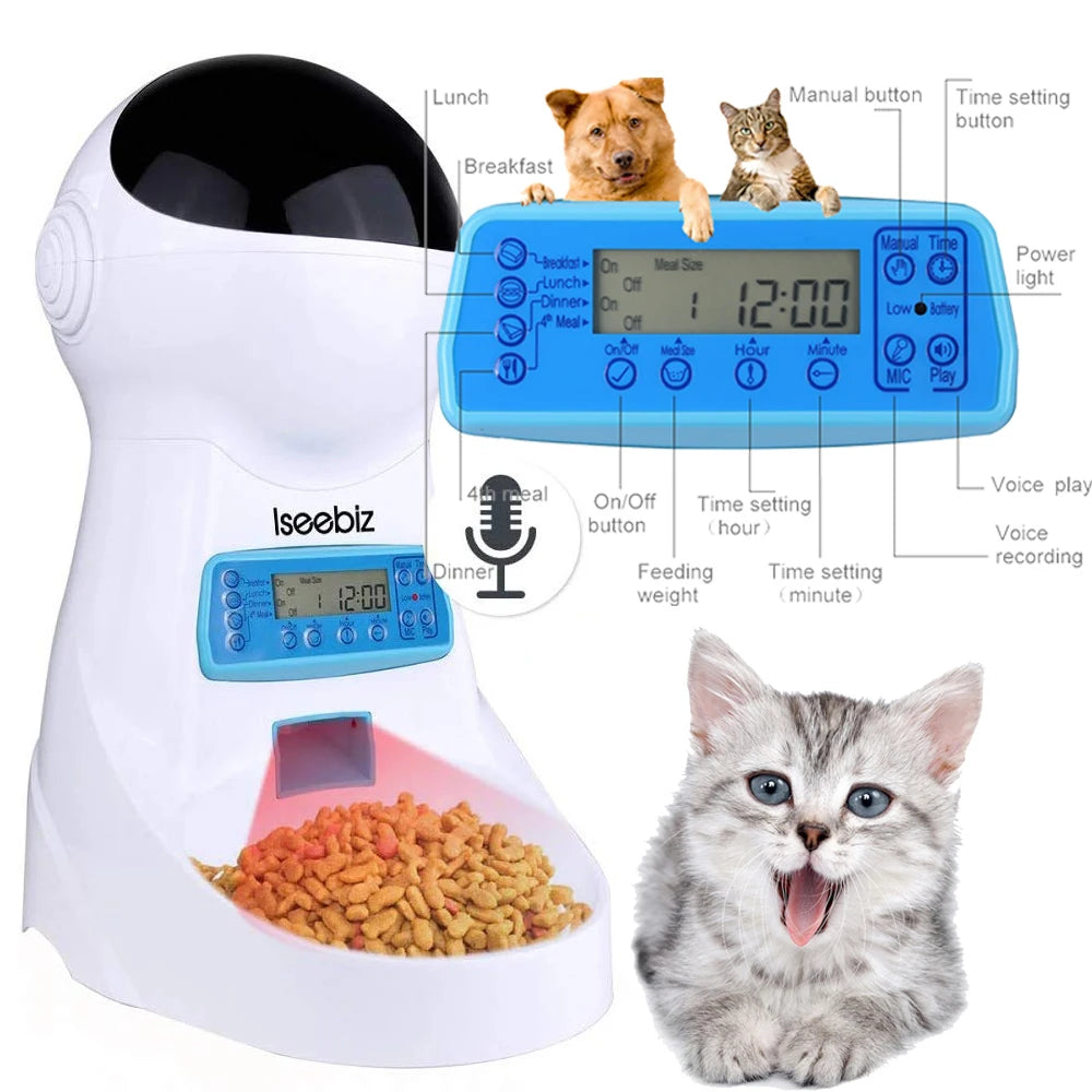 3L Automatic Schedule Pet Dog Cat Feeder With Voice Record