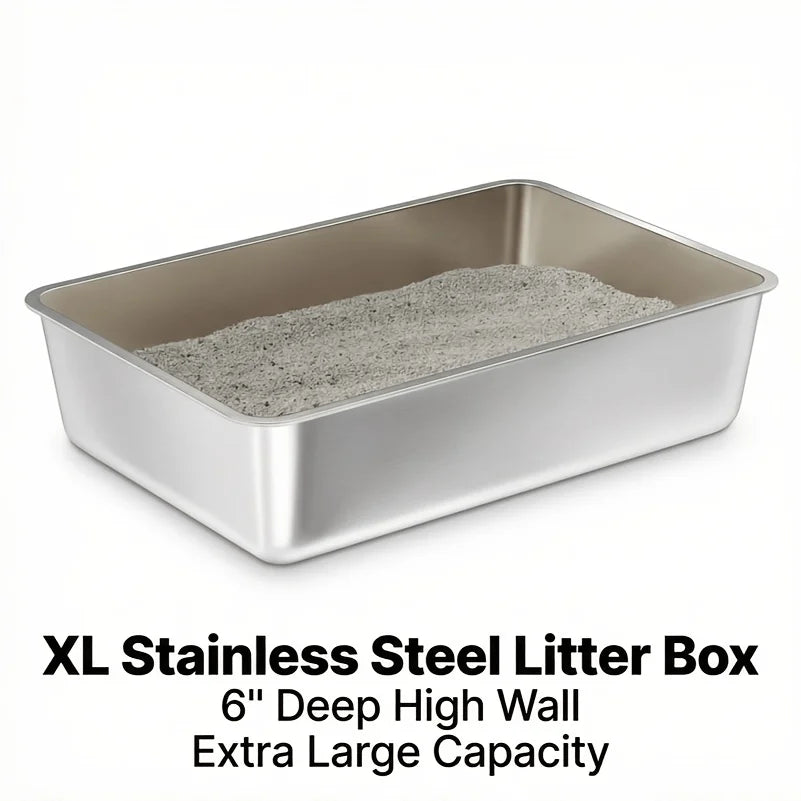 Heavy Duty Large Stainless Steel Cat Litter Box