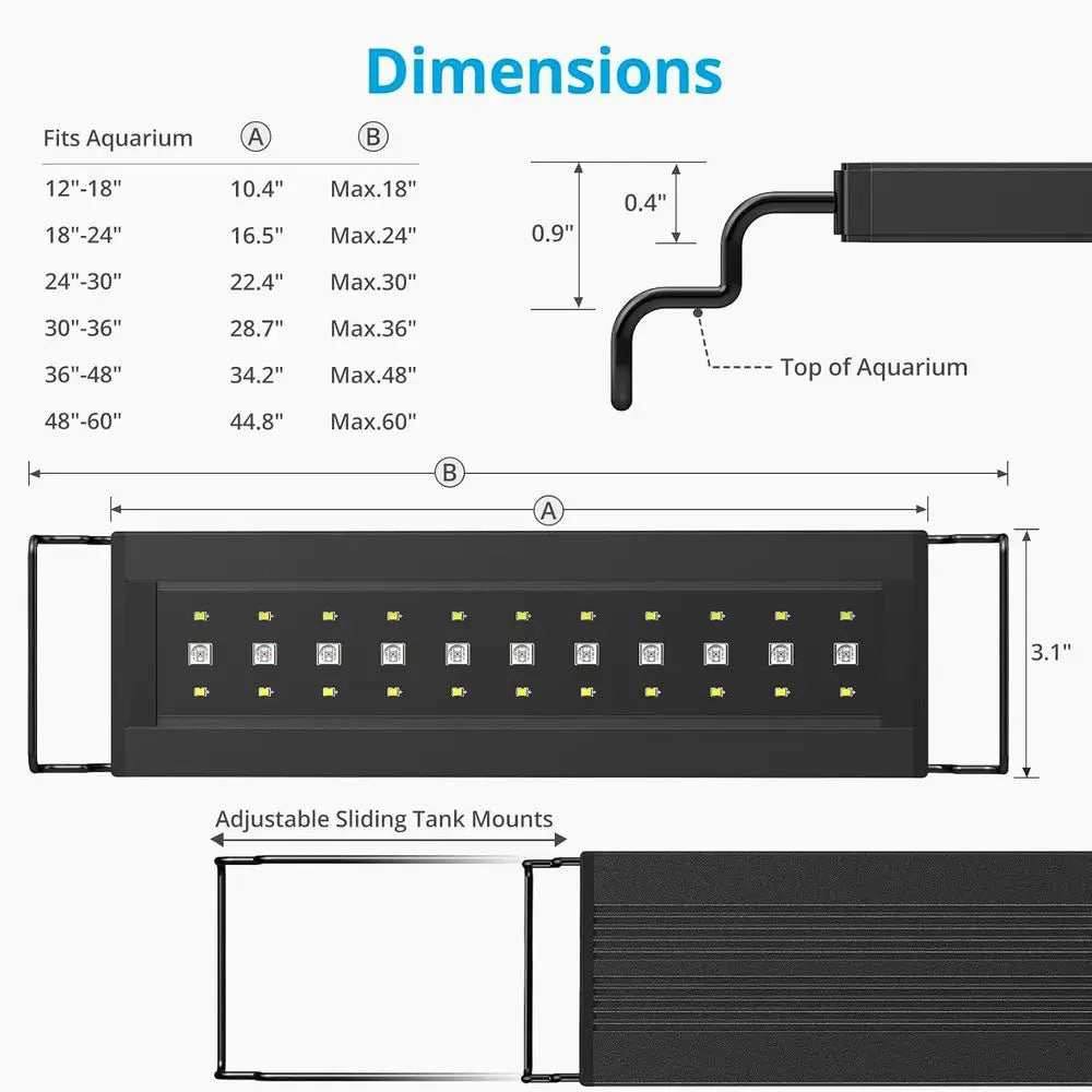 24/7 Adjustable LED Aquarium Light for Fish Tanks