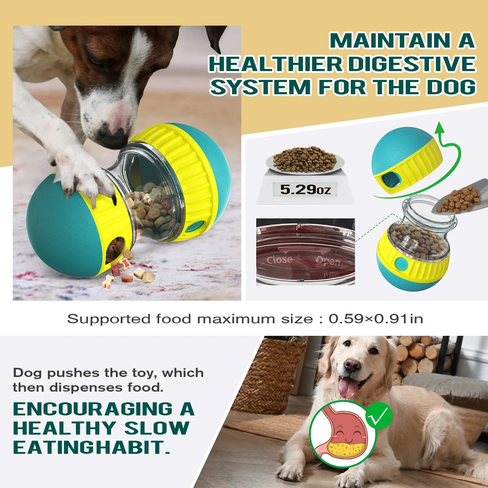 Pet Dog Cat Interactive Slow Feeder Ball