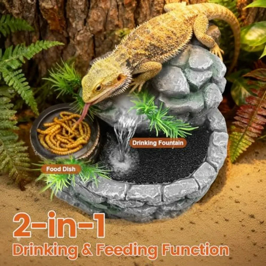2 in 1 Reptile Water Fountain with Food Dish 550ML