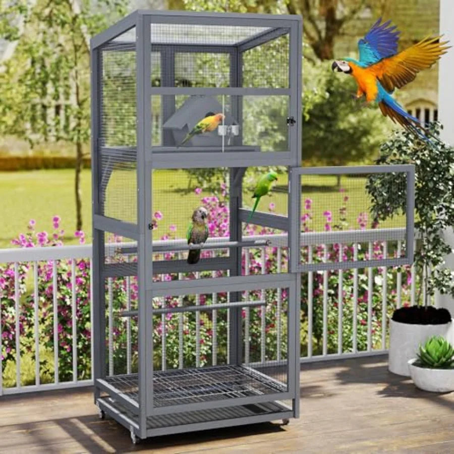 Outdoor/indoor Wooden Bird Cage with Wheels