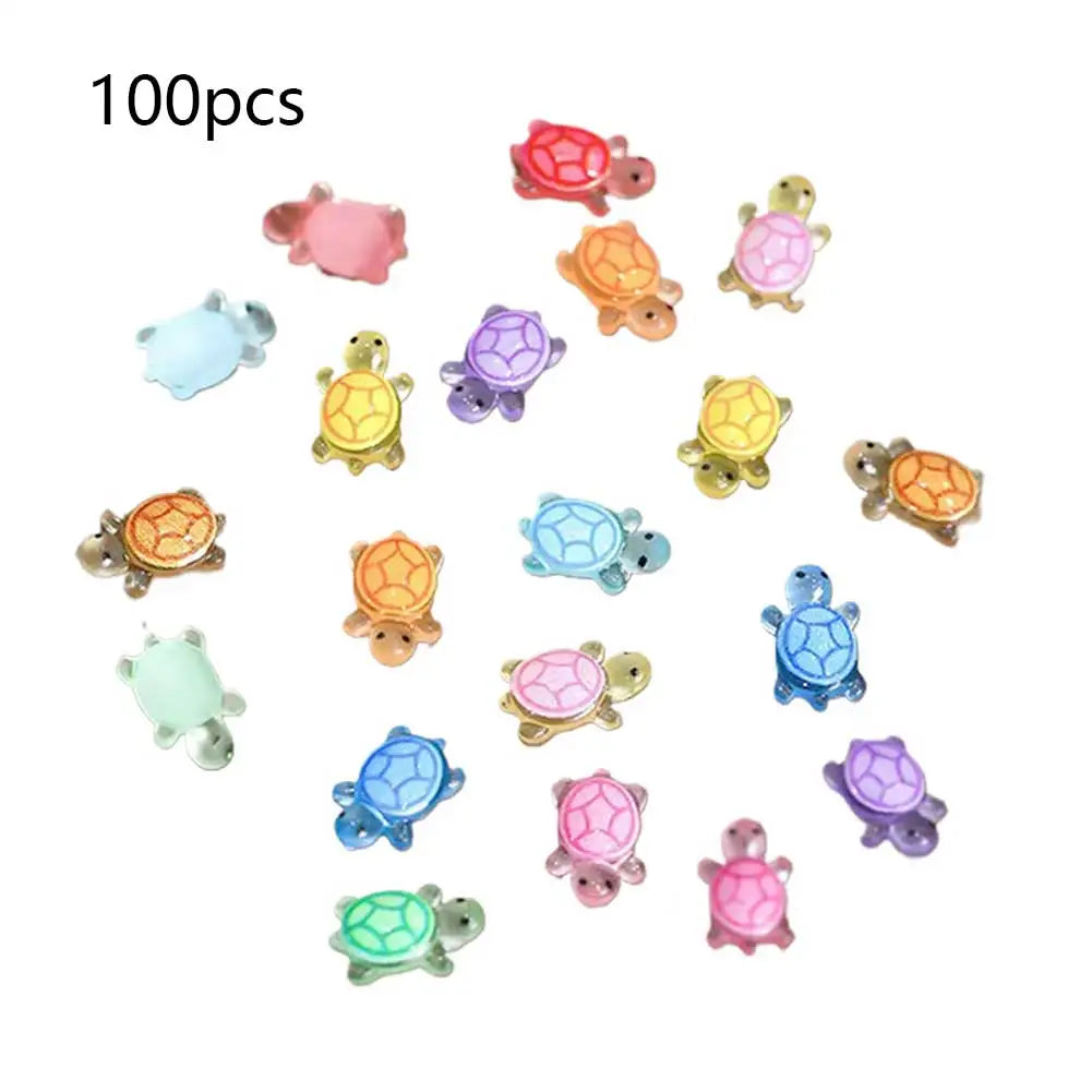 100Pcs Mini Resin Turtles Night Glow Figurines