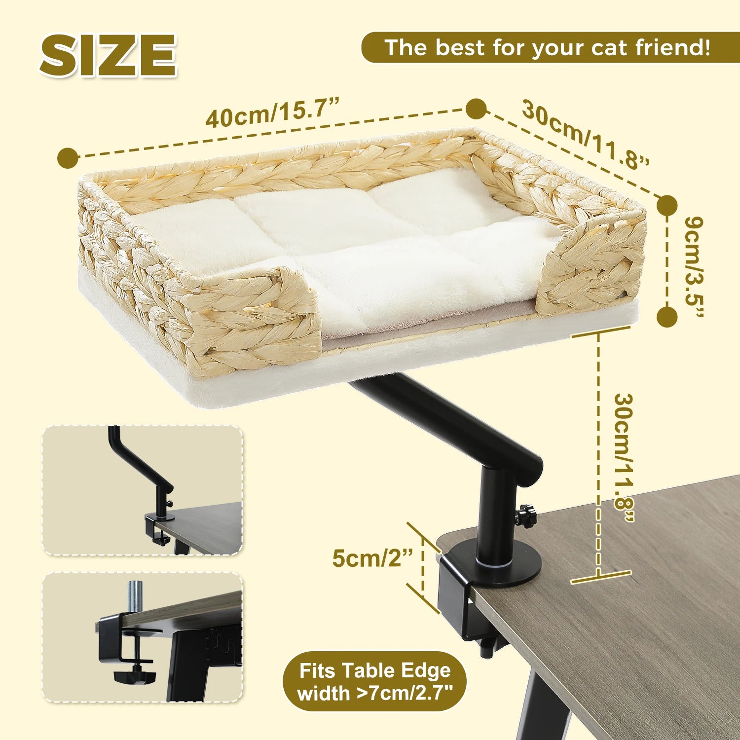 360° Rotatable Cat Bed and Stand for Desk