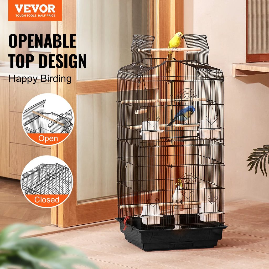 Double Door Large Bird Cage with Swing & Perch