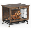 Rustic Dog Crate Furniture with Wheels 26in