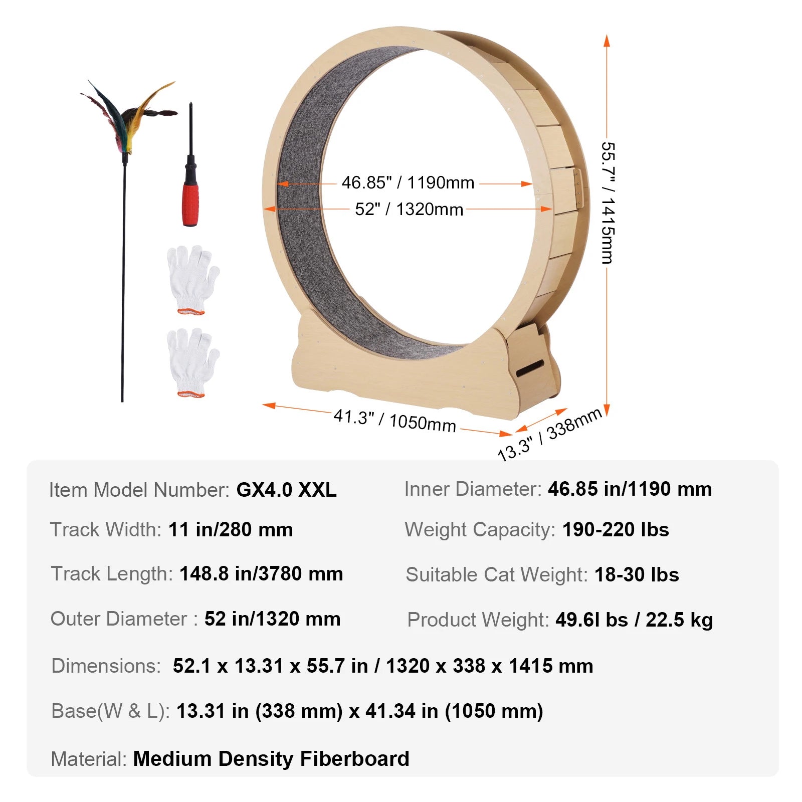 Wooden Exercise Wheel Large Cat Treadmill
