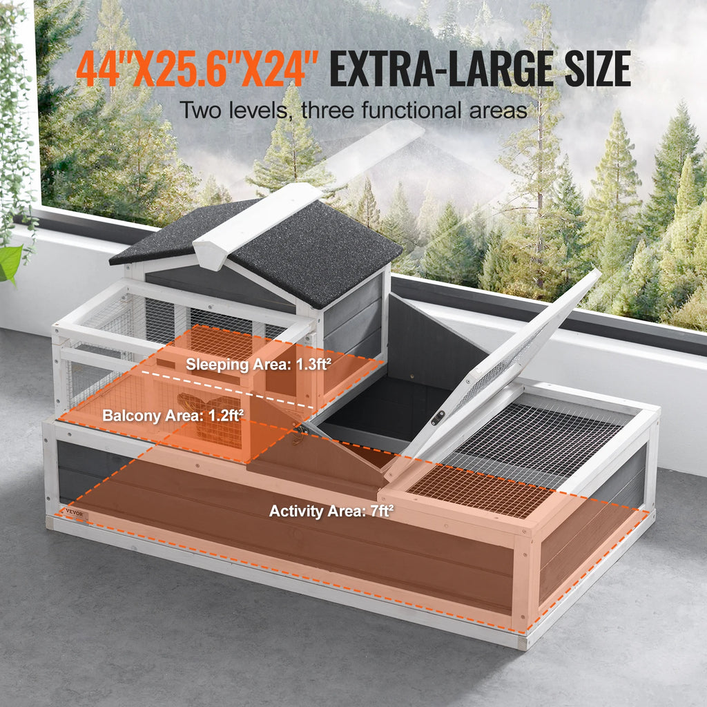 2-Story Wooden Habitat House with Adjustable Ramp