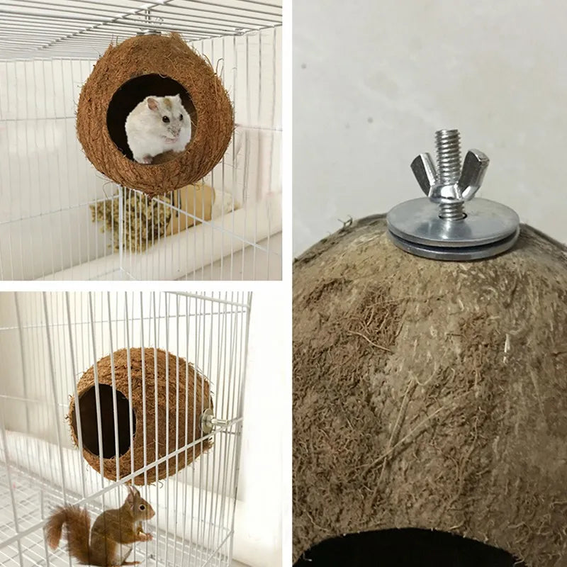 Natural Coconut Hideaway for Pet Birds