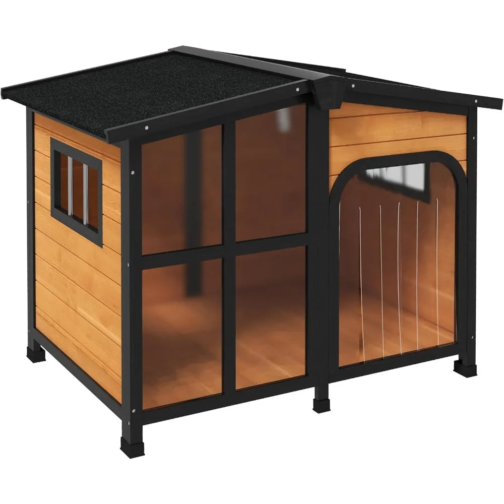 Outside Cabin-Style Wooden Dog House