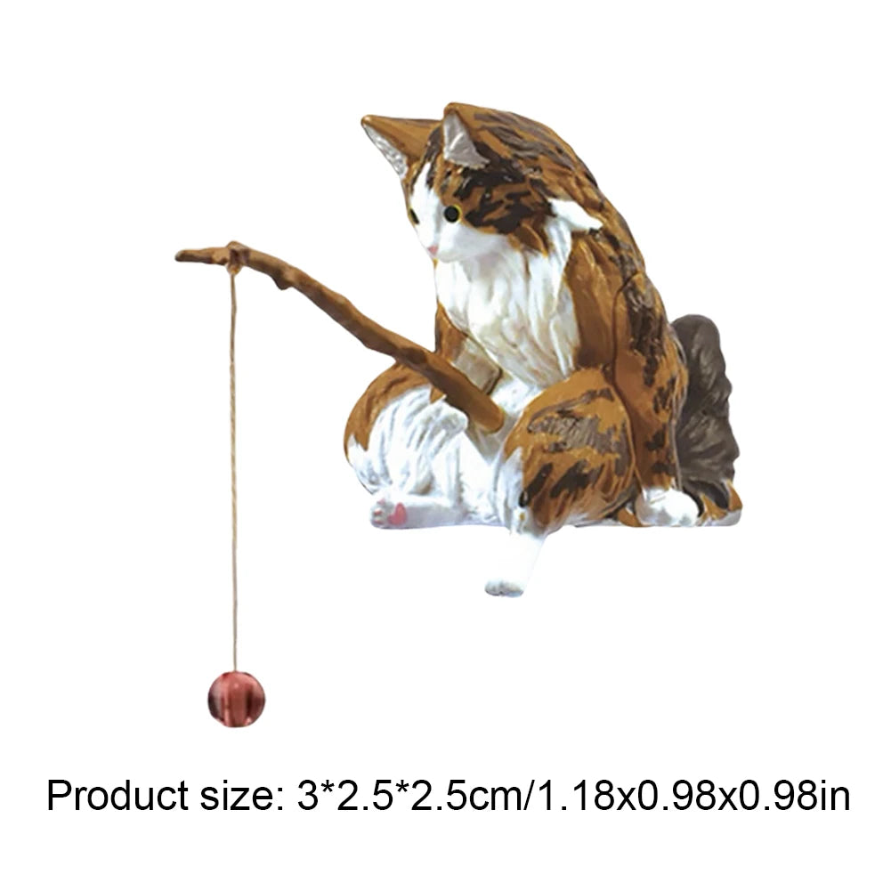 Cute Fishing Cat Figurine Ornament Aquarium Decoration