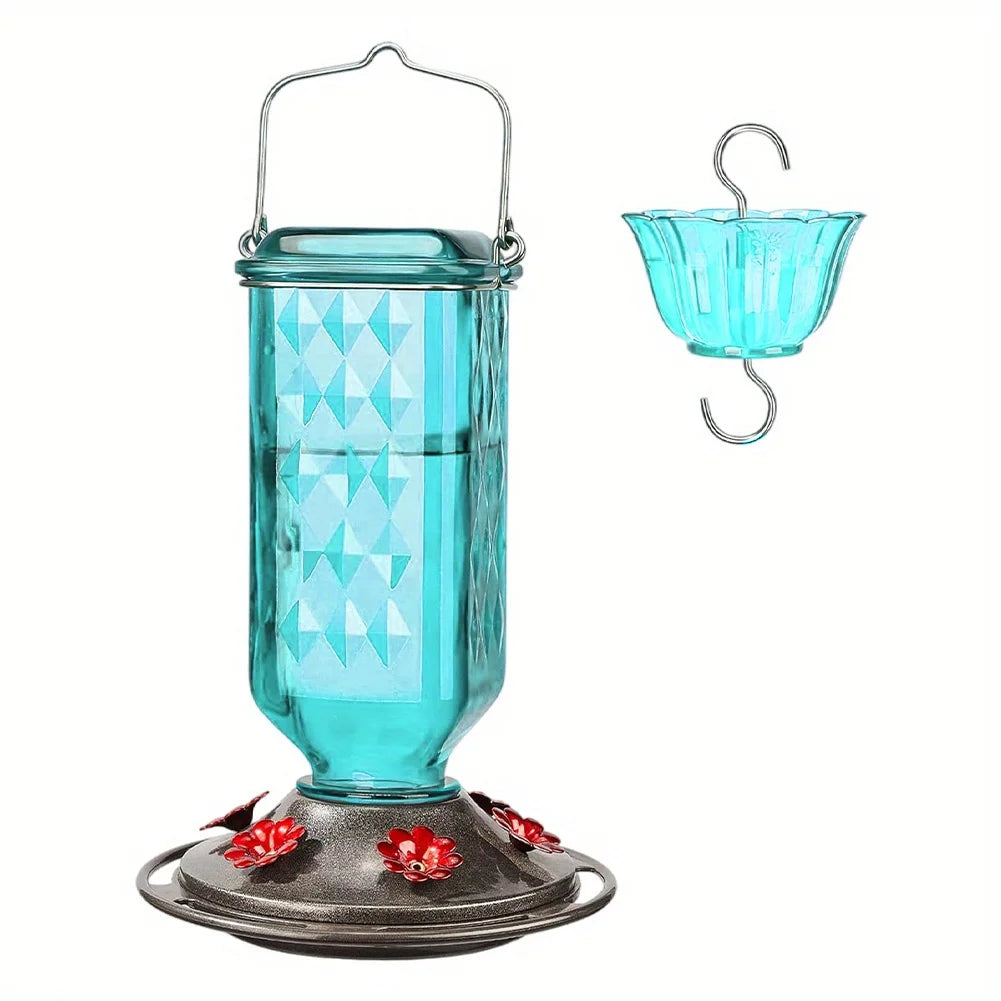 Outdoor Hanging Glass Bird Feeder 6 Ports