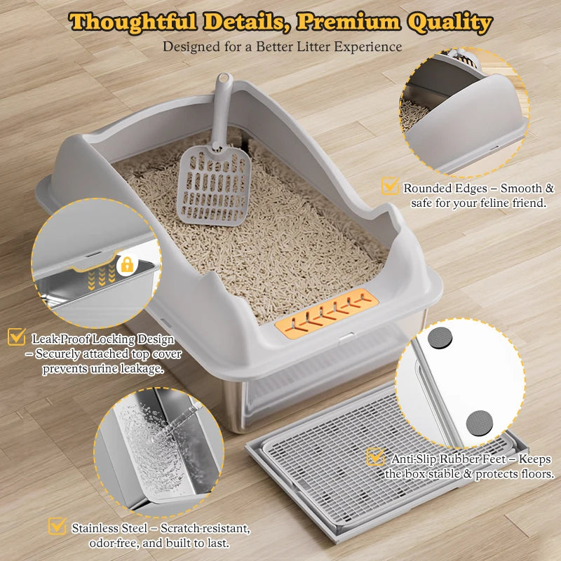 Stainless Steel Cat Litter Box With Lid