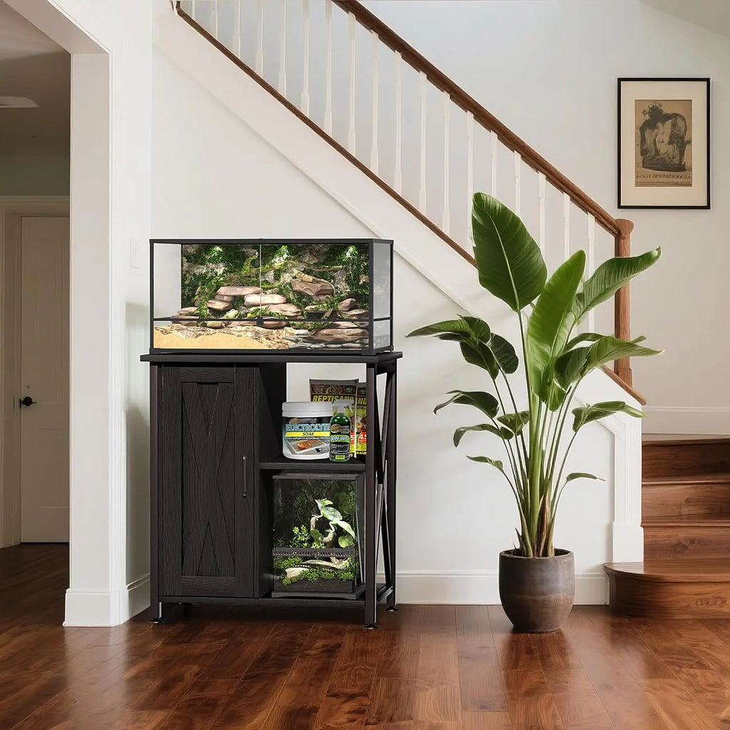 67 Gallon Reptile Tank with Stand & Storage Cabinet 24"x18"