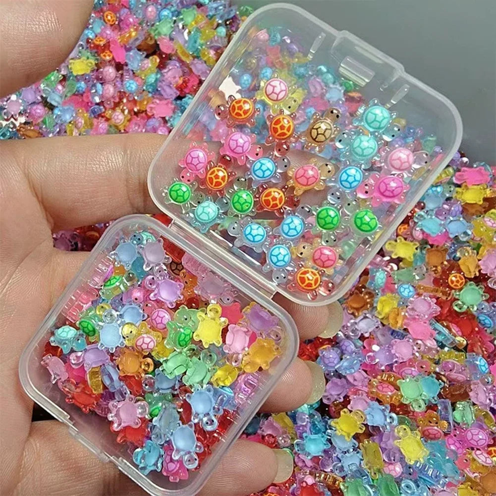 100Pcs Mini Resin Turtles Night Glow Figurines