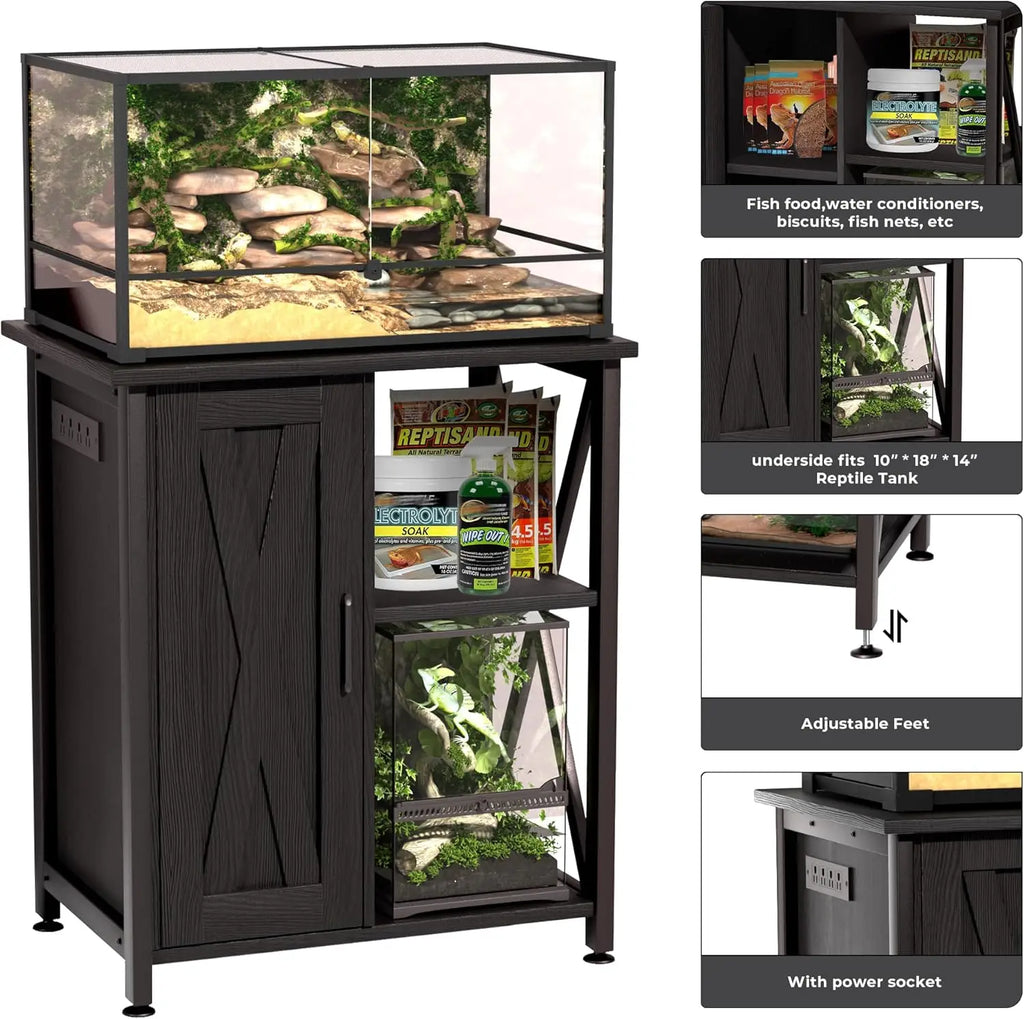 67 Gallon Reptile Tank with Stand & Storage Cabinet 24"x18"
