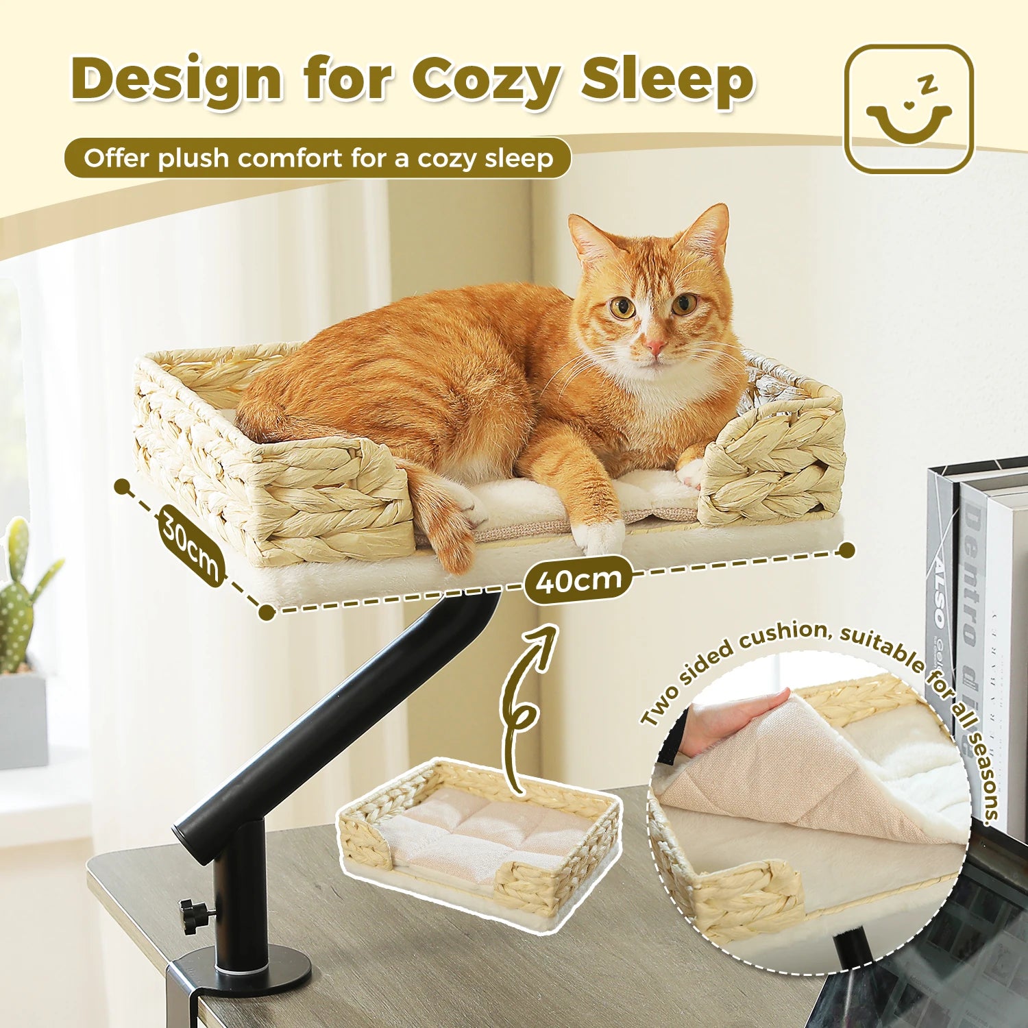 360° Rotatable Cat Bed and Stand for Desk