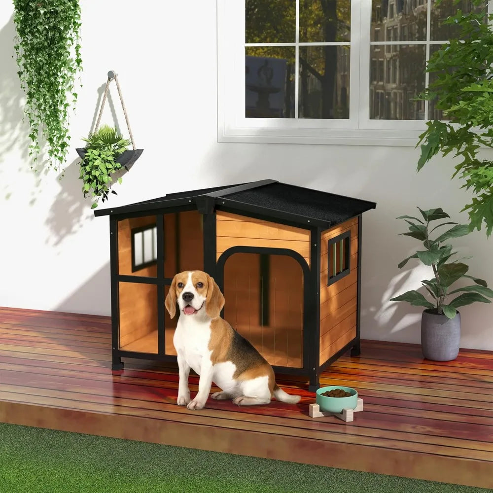 Outside Cabin-Style Wooden Dog House
