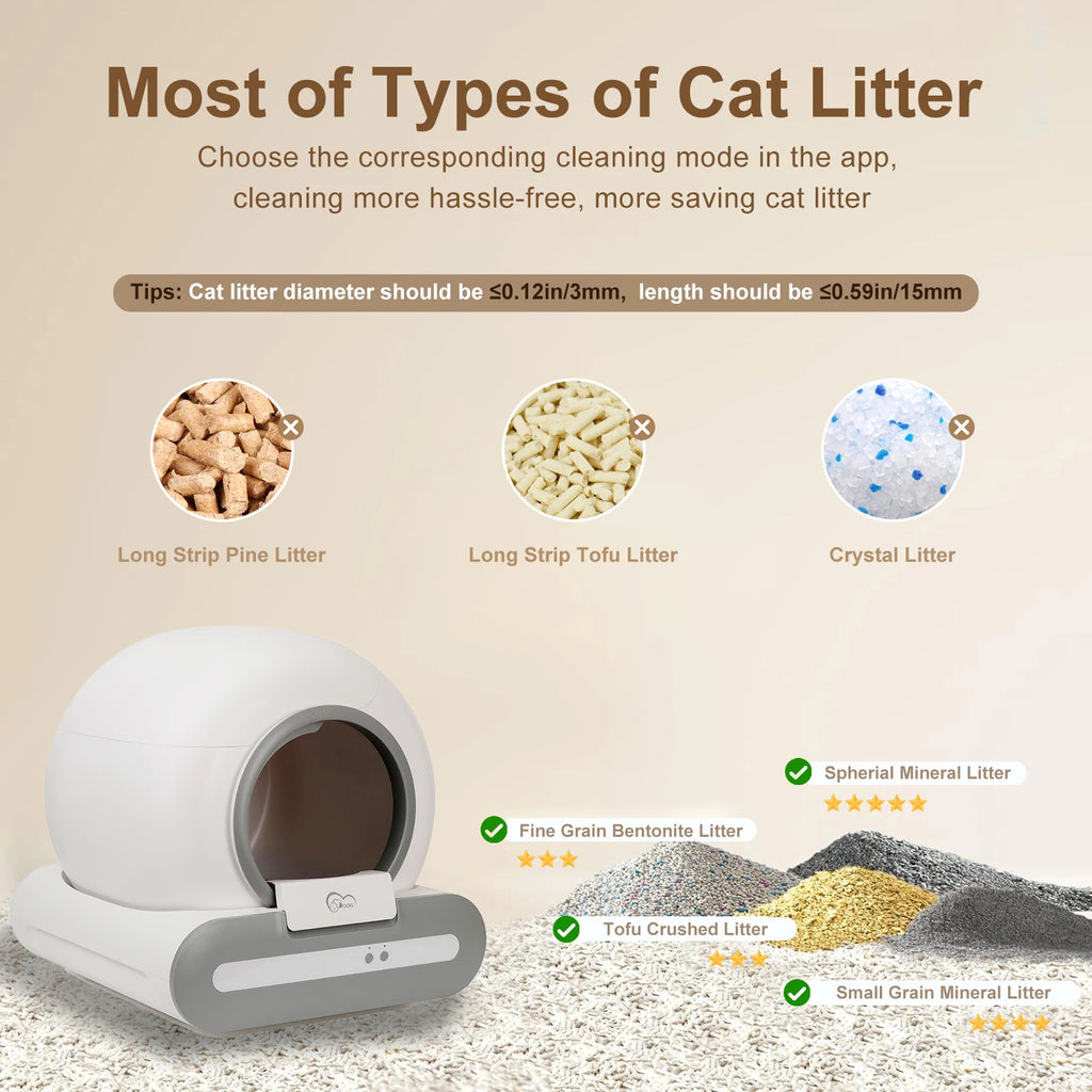 65L Self-Cleaning Cat Litter Box App Control