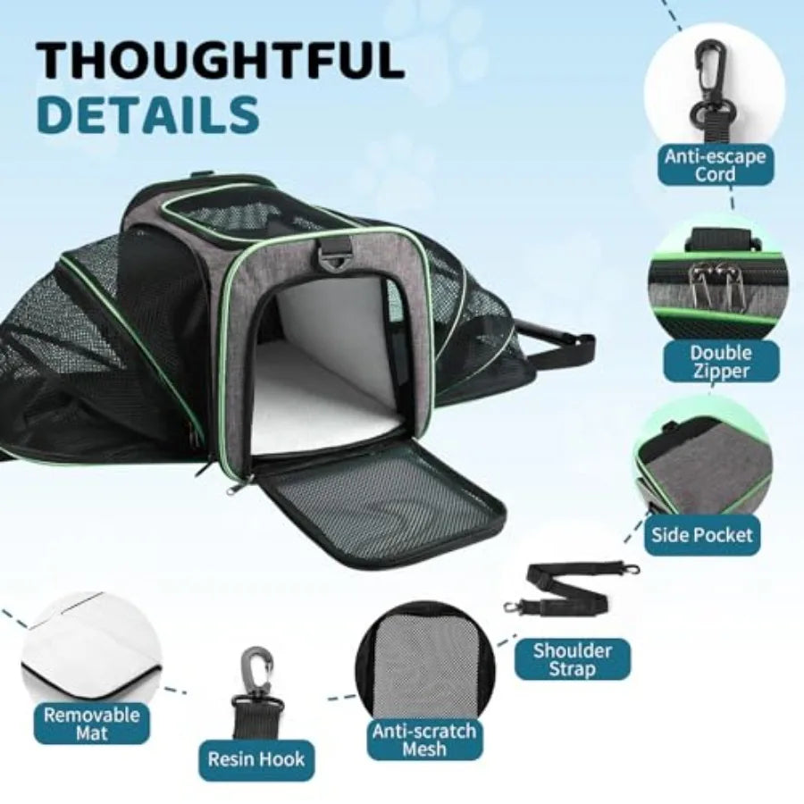 Airline Approved Pet Carrier Expandable Travel Bag