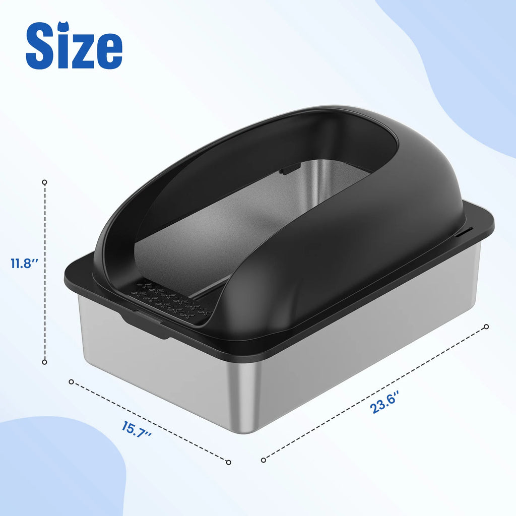 24IN Stainless Steel Cat Litter Box with Lid