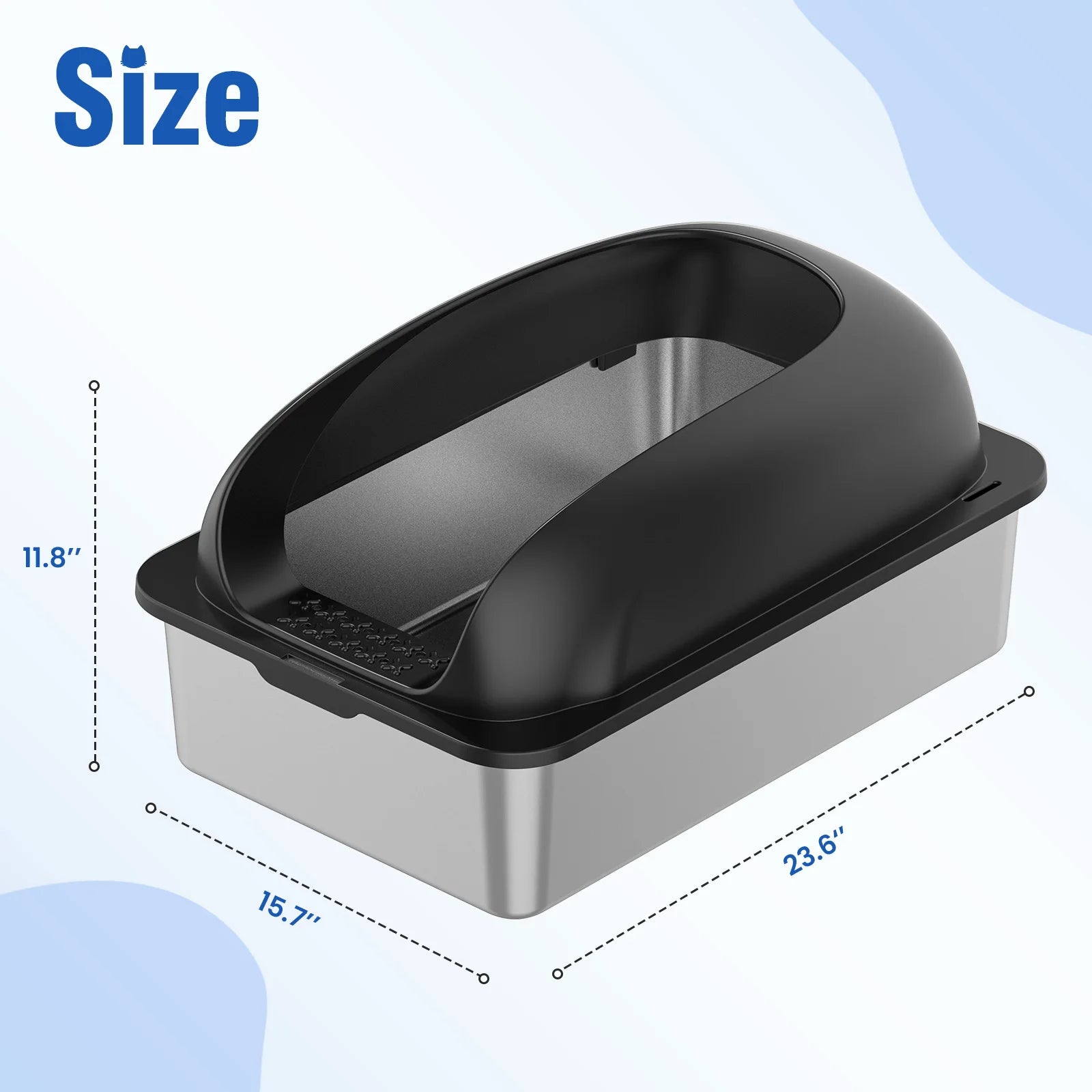 24IN Stainless Steel Cat Litter Box with Lid