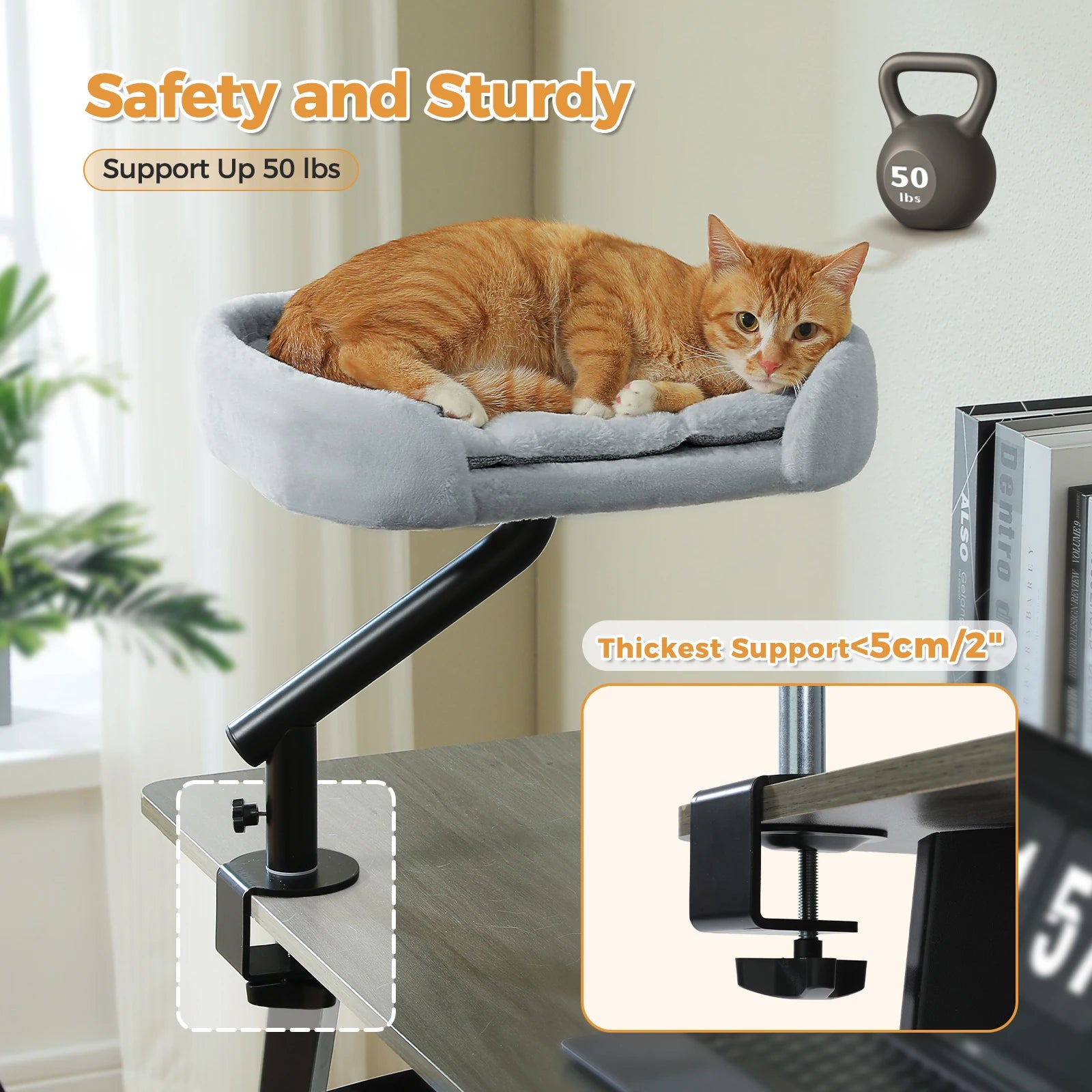 360° Rotatable Cat Bed and Stand for Desk