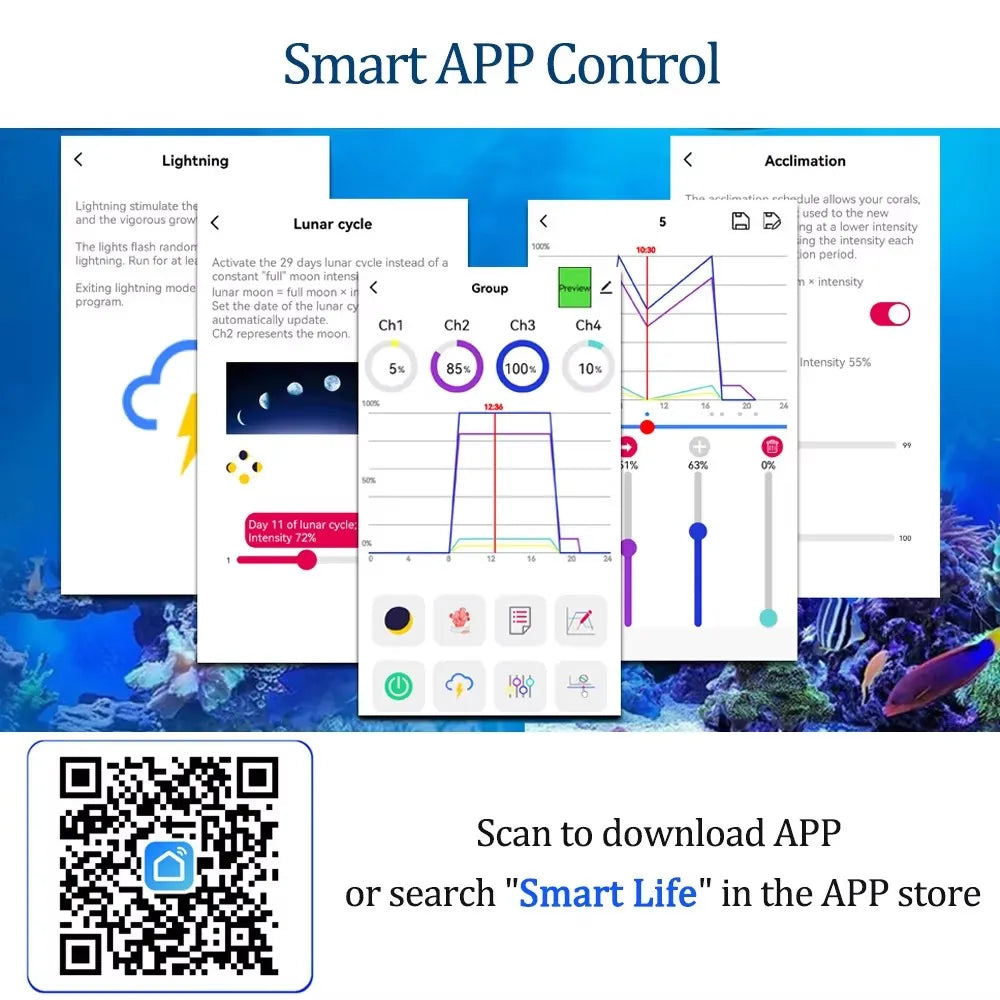 WiFi APP Controlled Full Spectrum Aquarium Reef Light