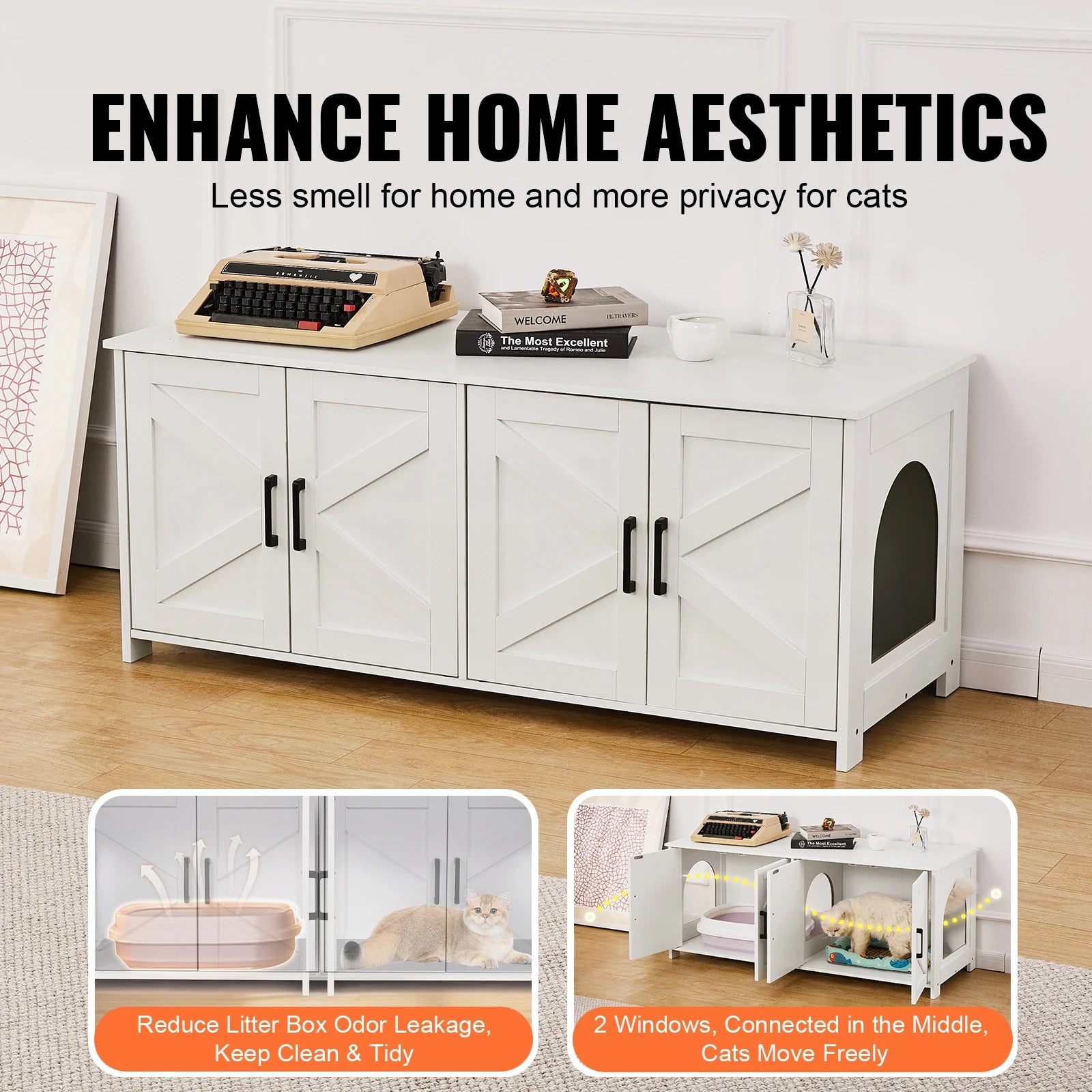 Cat Litter Box Enclosure for 2 Cats