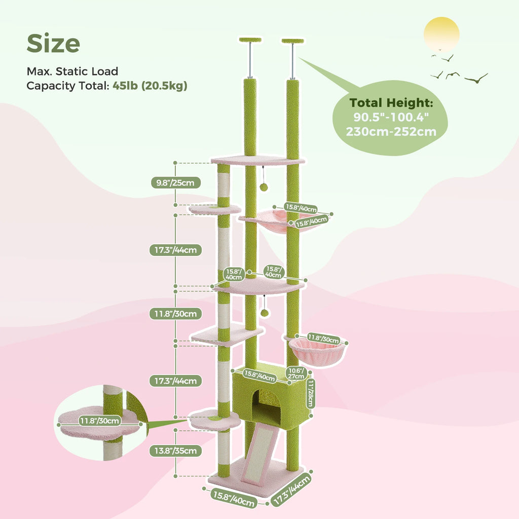 Cactus Tree Floor to Ceiling Cat Tower