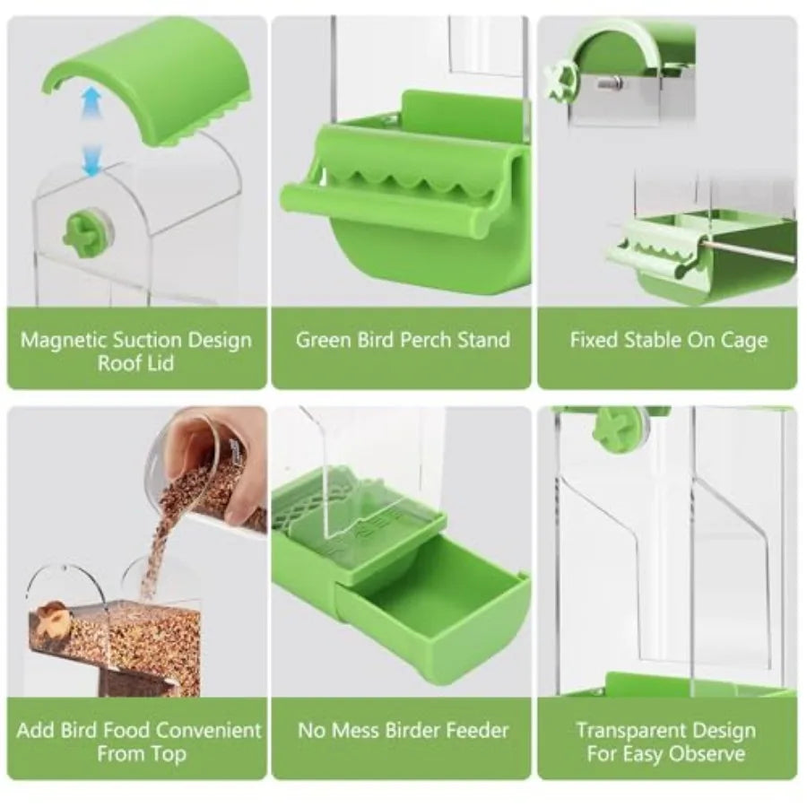Automatic Transparent Bird Cage Feeder