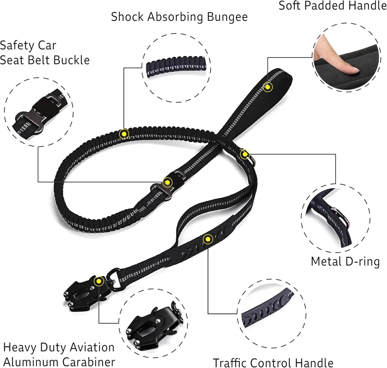 Reflective Shock Absorbing Pet Dog Cat Leash