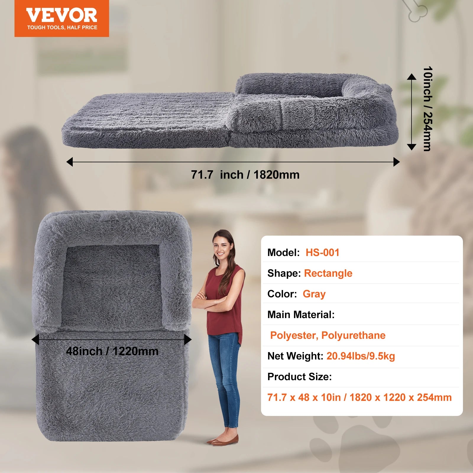 Adult Human Size Pet Bed with Washable Cover