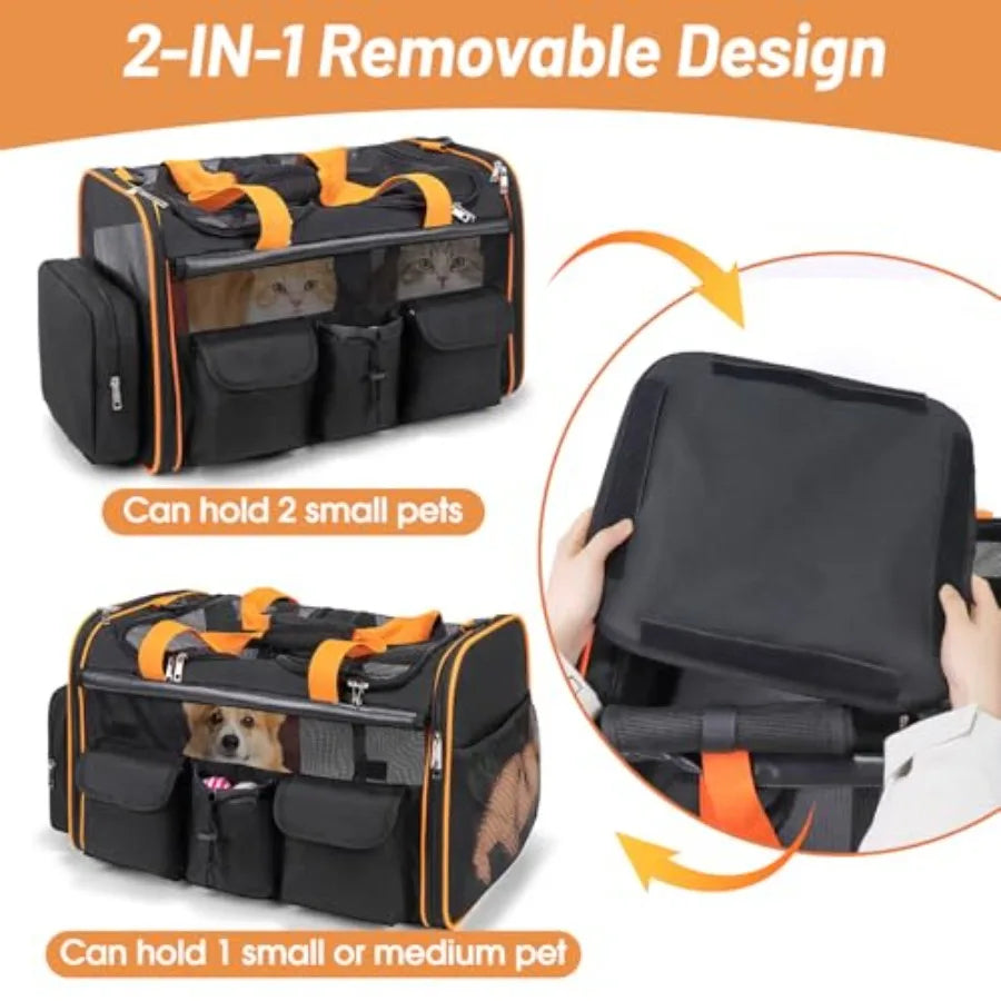Large Dual Pet Carrier with Removable Divider