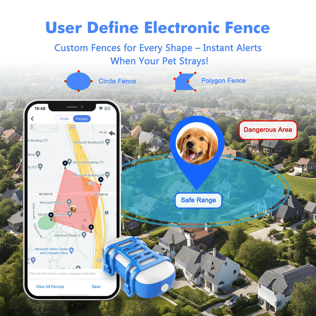 GPS Pet Tracker for Dogs Cats Built-in IoT Sim